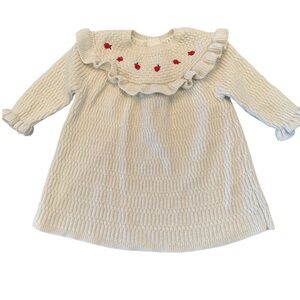 Janie and Jack cream colored with gold sparkle knit dress size 3-6 months.
